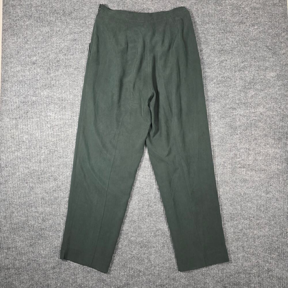 Wintersilks 100% Silk Pleated‎ Trousers Green High Waist Size 14 - Picture 5 of 5
